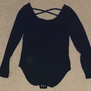 AE Black Bodysuit. Criss-Cross Back